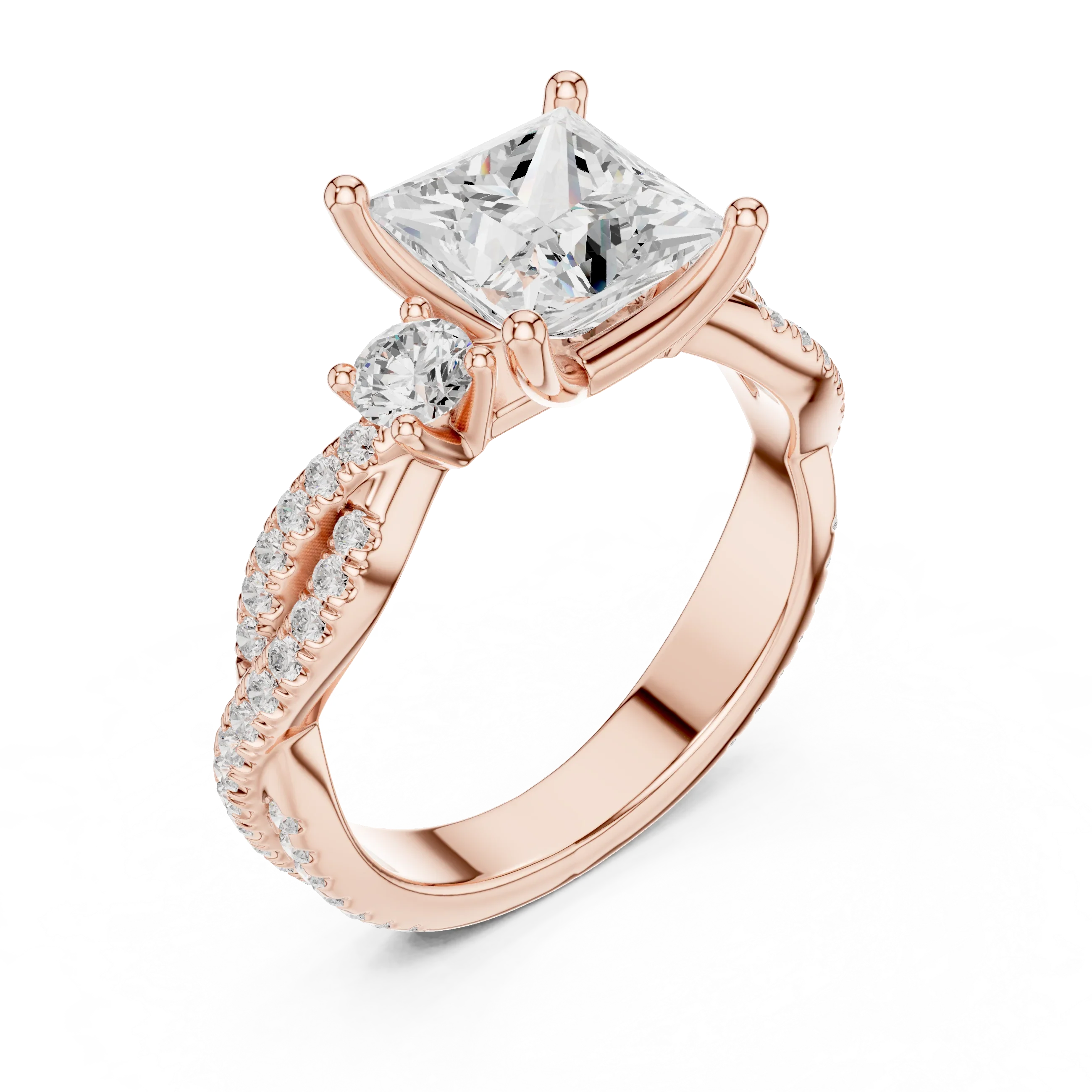 2.81 CTW Princess Cut Classic Pavé Moissanite Halo Engagement Diamond Ring in 10K White Gold