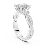 2.81 CTW Princess Cut Classic Pavé Moissanite Halo Engagement Diamond Ring in 10K White Gold