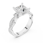 2.81 CTW Princess Cut Classic Pavé Moissanite Halo Engagement Diamond Ring in 10K White Gold