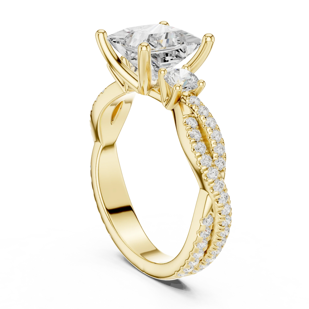 2.81 CTW Princess Cut Classic Pavé Moissanite Halo Engagement Diamond Ring in 10K White Gold