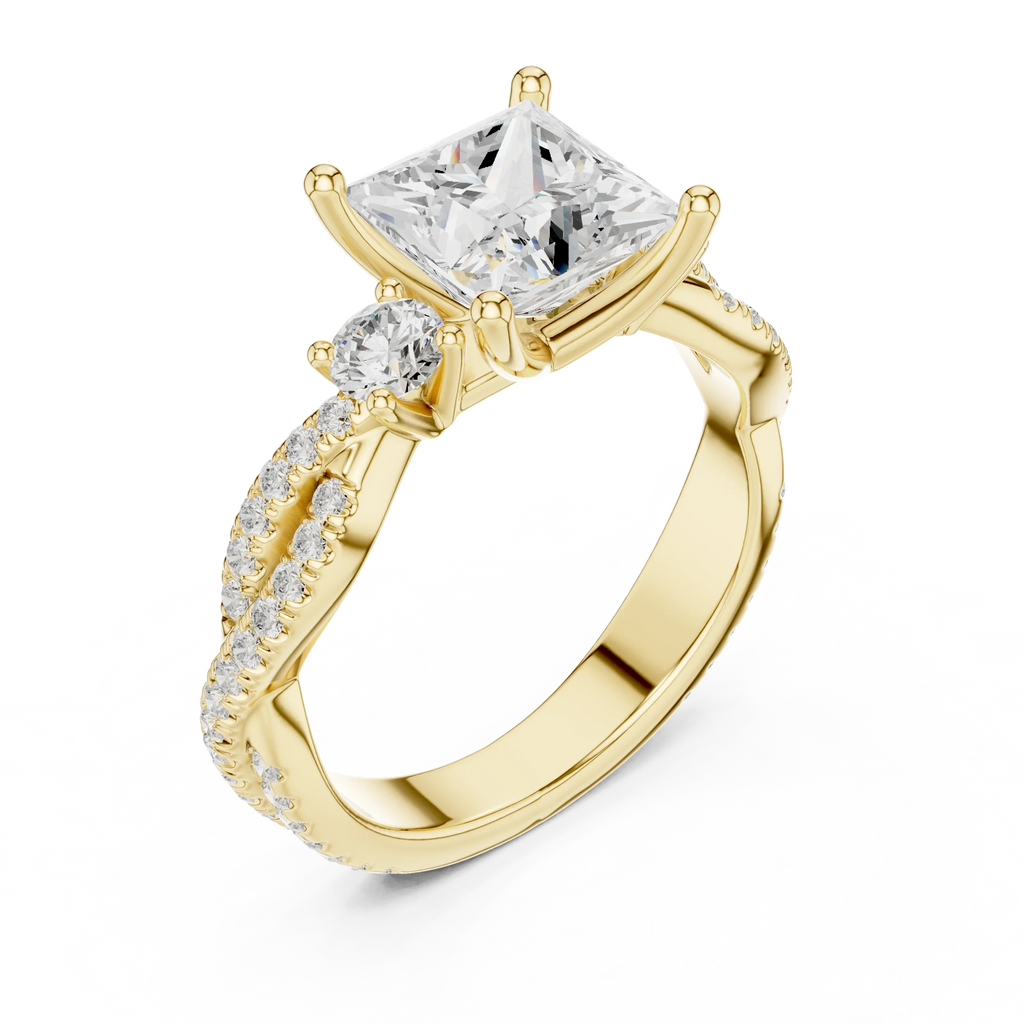2.81 CTW Princess Cut Classic Pavé Moissanite Halo Engagement Diamond Ring in 10K White Gold