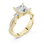 2.81 CTW Princess Cut Classic Pavé Moissanite Halo Engagement Diamond Ring in 10K White Gold