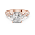 2.81 CTW Princess Cut Classic Pavé Moissanite Halo Engagement Diamond Ring in 10K White Gold