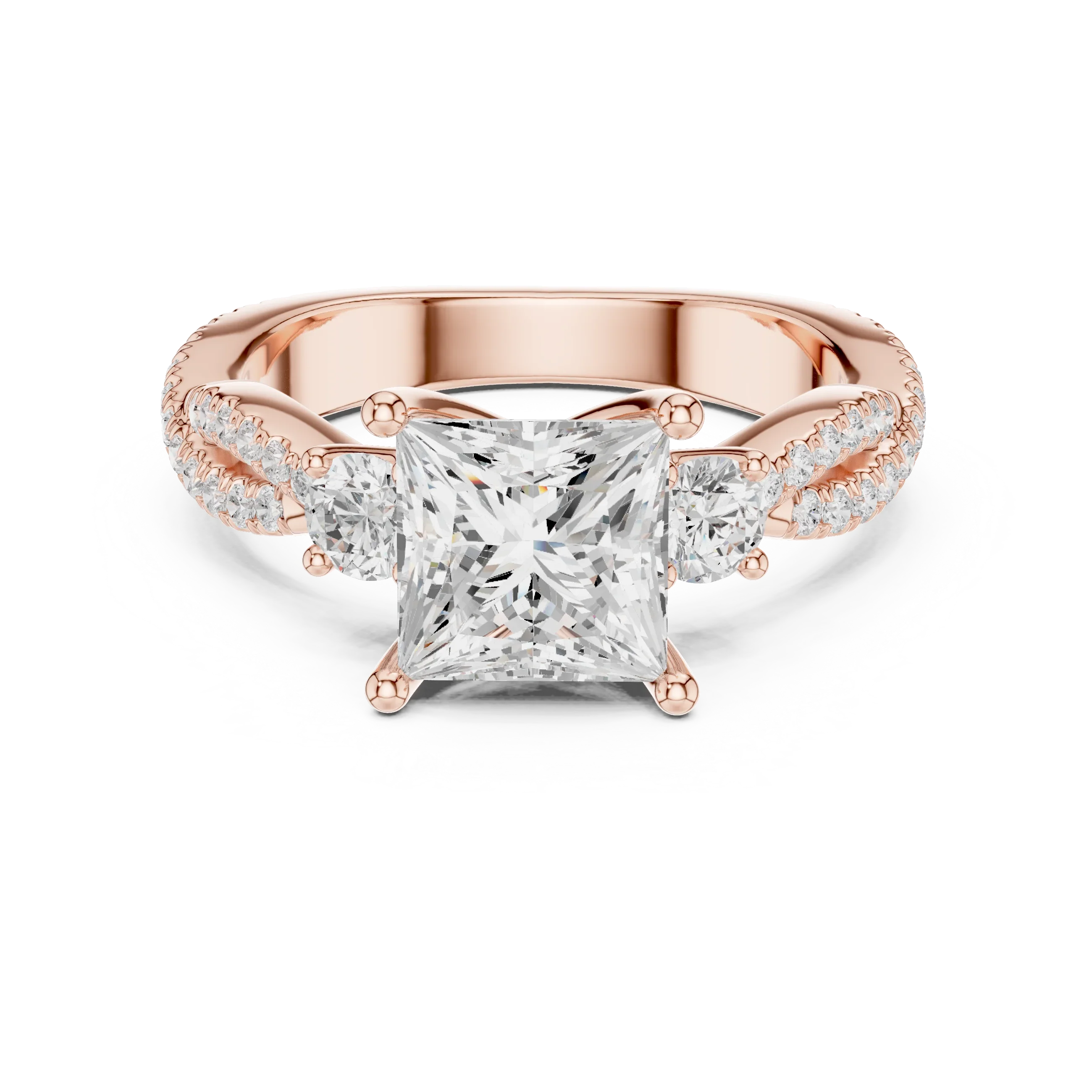 2.81 CTW Princess Cut Classic Pavé Moissanite Halo Engagement Diamond Ring in 10K White Gold