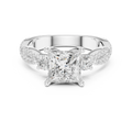 2.81 CTW Princess Cut Classic Pavé Moissanite Halo Engagement Diamond Ring in 10K White Gold
