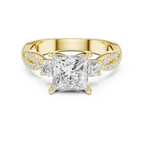 2.81 CTW Princess Cut Classic Pavé Moissanite Halo Engagement Diamond Ring in 10K White Gold