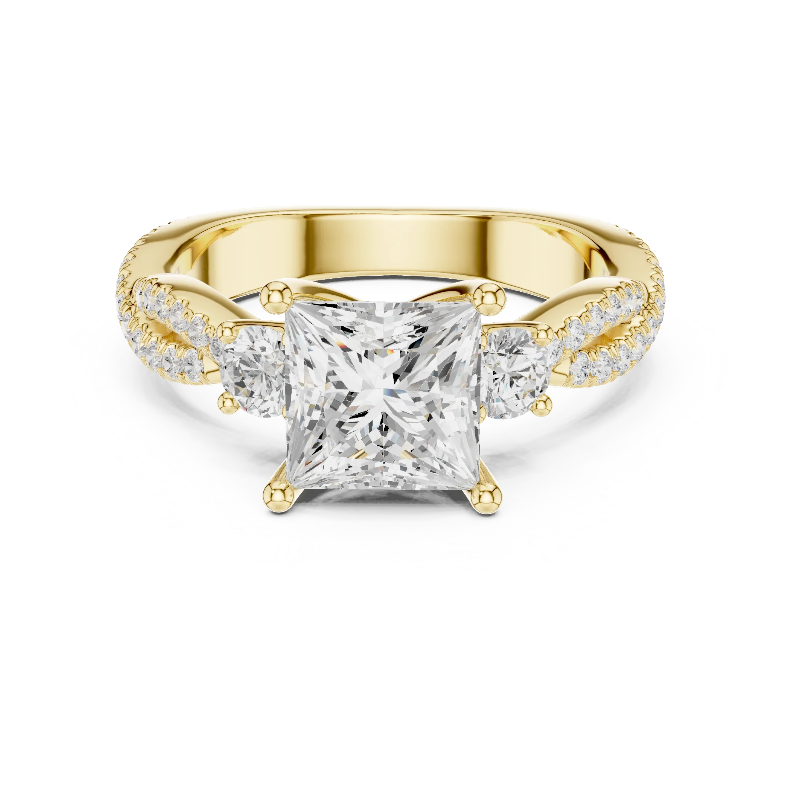 2.81 CTW Princess Cut Classic Pavé Moissanite Halo Engagement Diamond Ring in 10K White Gold