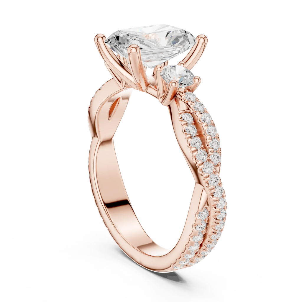 2.81 CTW Radiant Cut Diamond Engagement Ring, Yellow Gold Promise Ring, Hidden Halo Ring, Minimalist Bridal Jewelry
