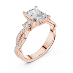 2.81 CTW Radiant Cut Diamond Engagement Ring, Yellow Gold Promise Ring, Hidden Halo Ring, Minimalist Bridal Jewelry