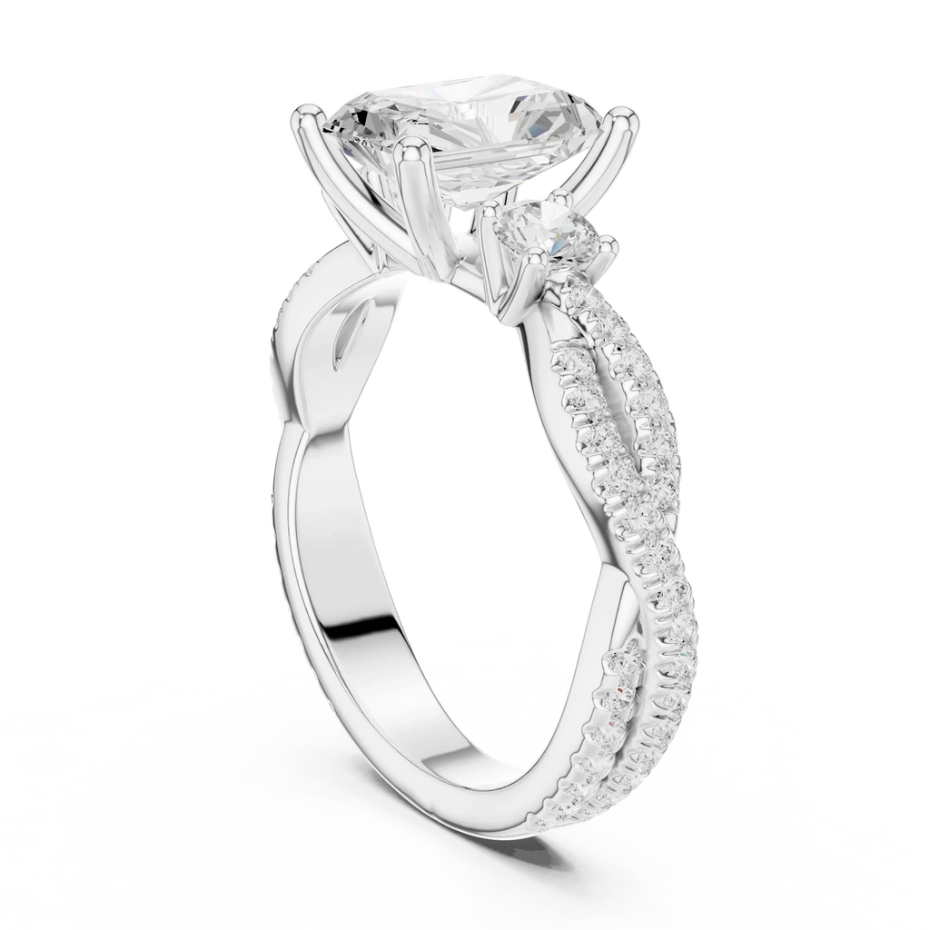 2.81 CTW Radiant Cut Diamond Engagement Ring, Yellow Gold Promise Ring, Hidden Halo Ring, Minimalist Bridal Jewelry