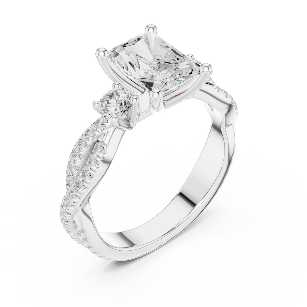 2.81 CTW Radiant Cut Diamond Engagement Ring, Yellow Gold Promise Ring, Hidden Halo Ring, Minimalist Bridal Jewelry