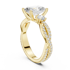 2.81 CTW Radiant Cut Diamond Engagement Ring, Yellow Gold Promise Ring, Hidden Halo Ring, Minimalist Bridal Jewelry