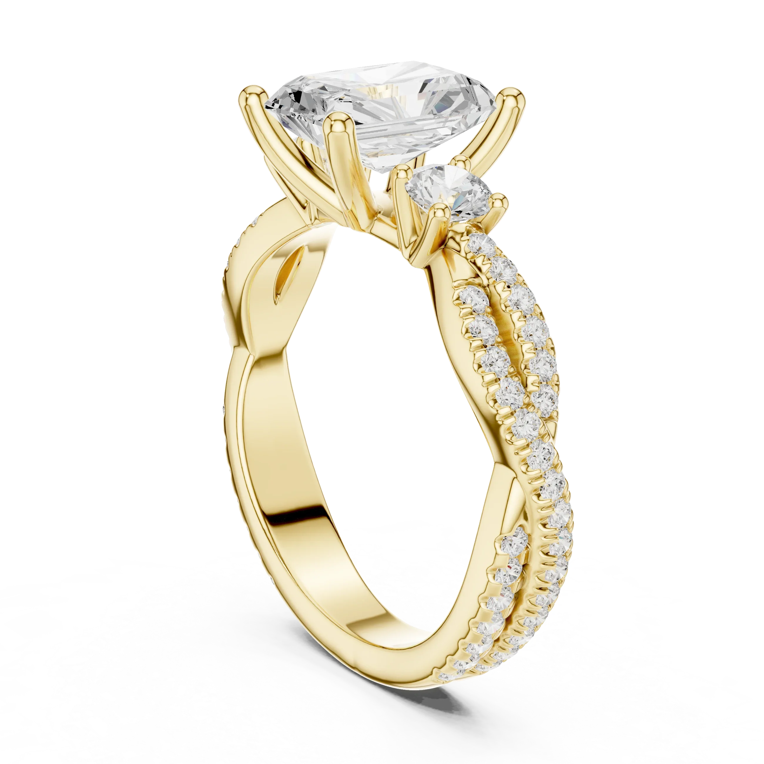 2.81 CTW Radiant Cut Diamond Engagement Ring, Yellow Gold Promise Ring, Hidden Halo Ring, Minimalist Bridal Jewelry