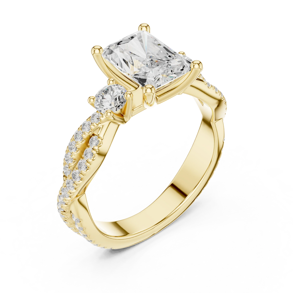 2.81 CTW Radiant Cut Diamond Engagement Ring, Yellow Gold Promise Ring, Hidden Halo Ring, Minimalist Bridal Jewelry
