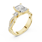 2.81 CTW Radiant Cut Diamond Engagement Ring, Yellow Gold Promise Ring, Hidden Halo Ring, Minimalist Bridal Jewelry