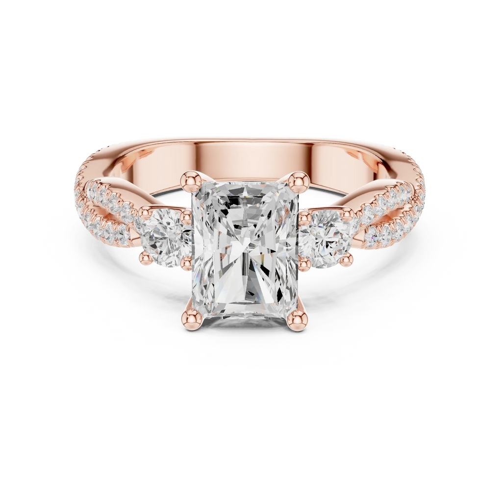2.81 CTW Radiant Cut Diamond Engagement Ring, Yellow Gold Promise Ring, Hidden Halo Ring, Minimalist Bridal Jewelry