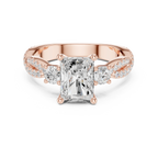 2.81 CTW Radiant Cut Diamond Engagement Ring, Yellow Gold Promise Ring, Hidden Halo Ring, Minimalist Bridal Jewelry