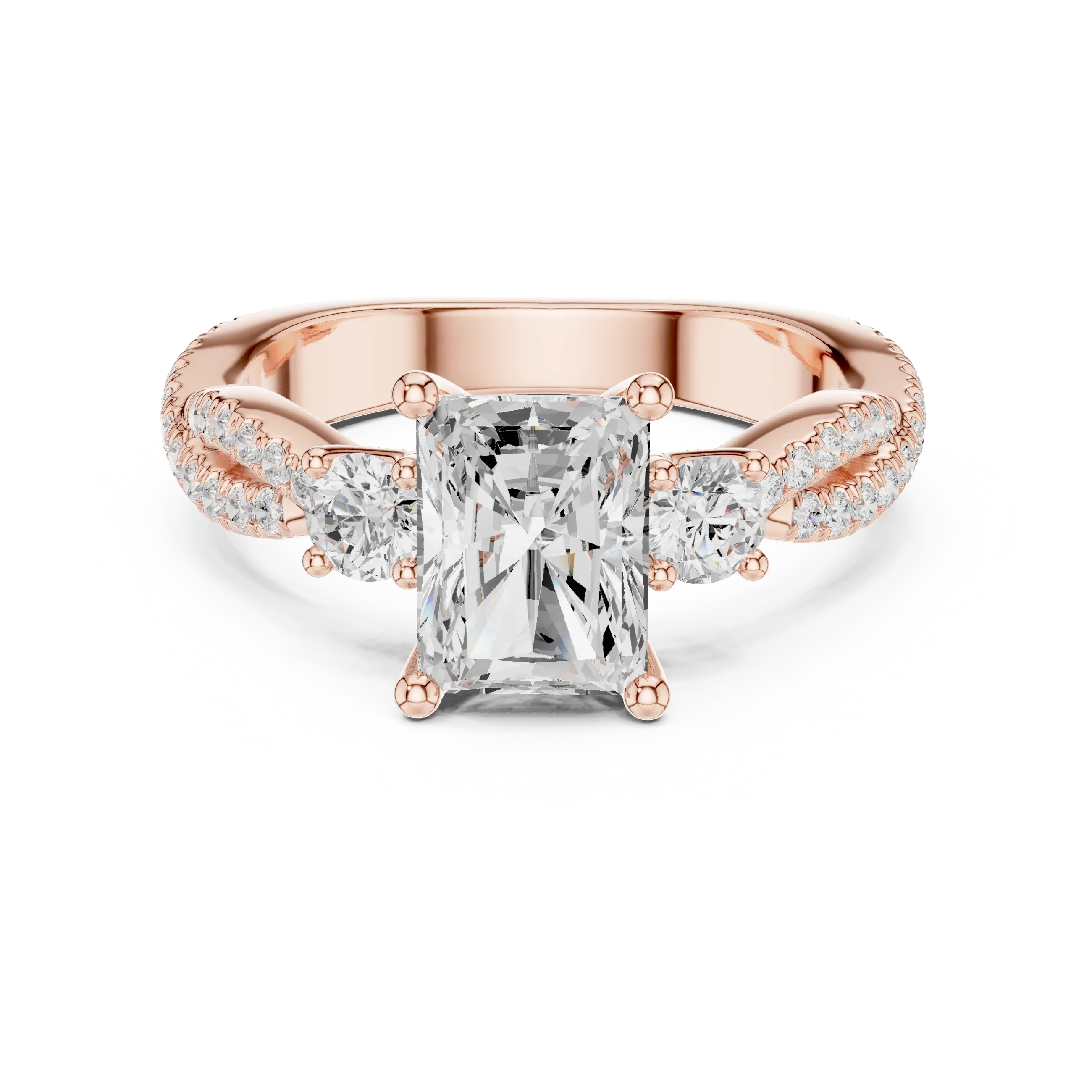 2.81 CTW Radiant Cut Diamond Engagement Ring, Yellow Gold Promise Ring, Hidden Halo Ring, Minimalist Bridal Jewelry