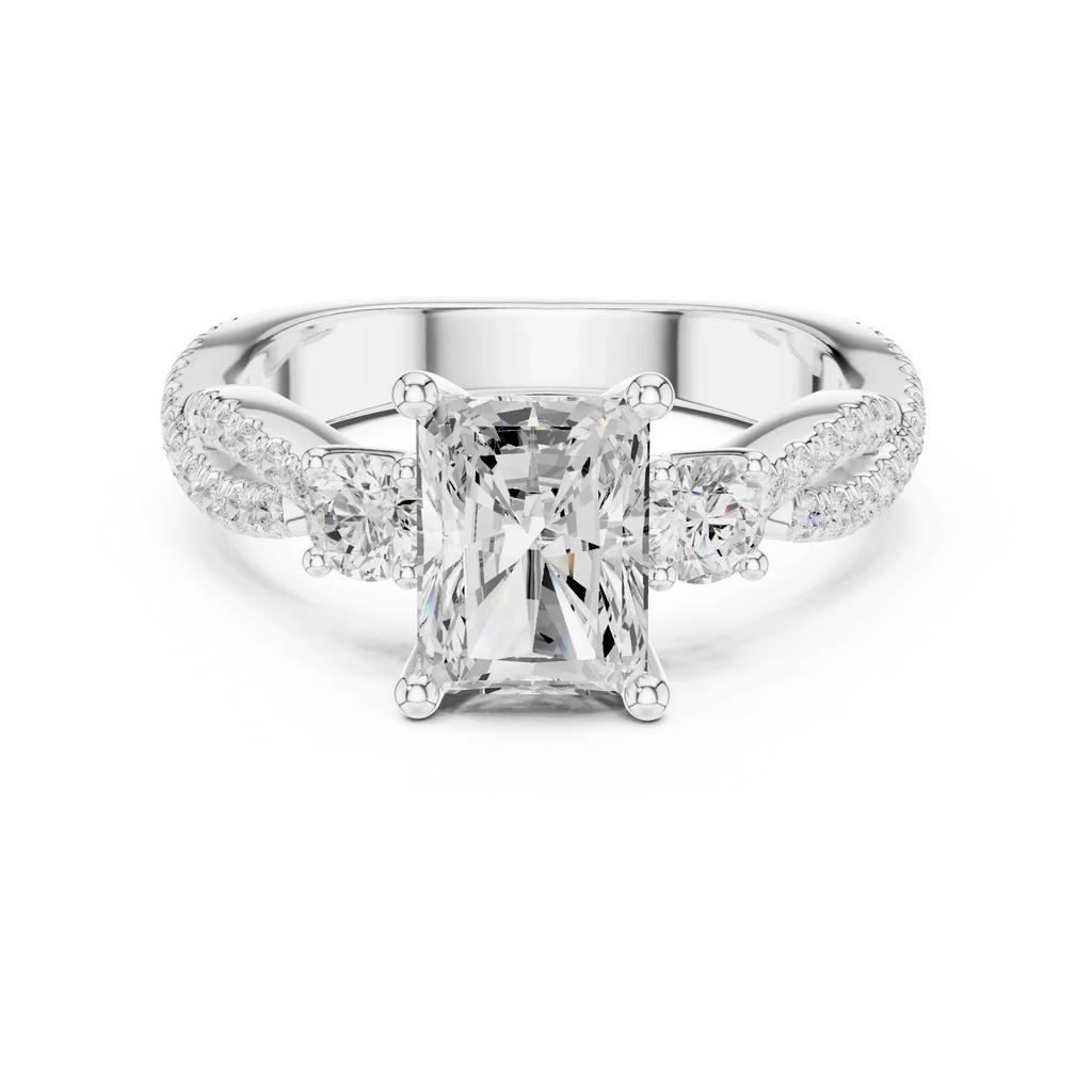 2.81 CTW Radiant Cut Diamond Engagement Ring, Yellow Gold Promise Ring, Hidden Halo Ring, Minimalist Bridal Jewelry