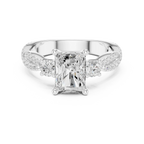 2.81 CTW Radiant Cut Diamond Engagement Ring, Yellow Gold Promise Ring, Hidden Halo Ring, Minimalist Bridal Jewelry