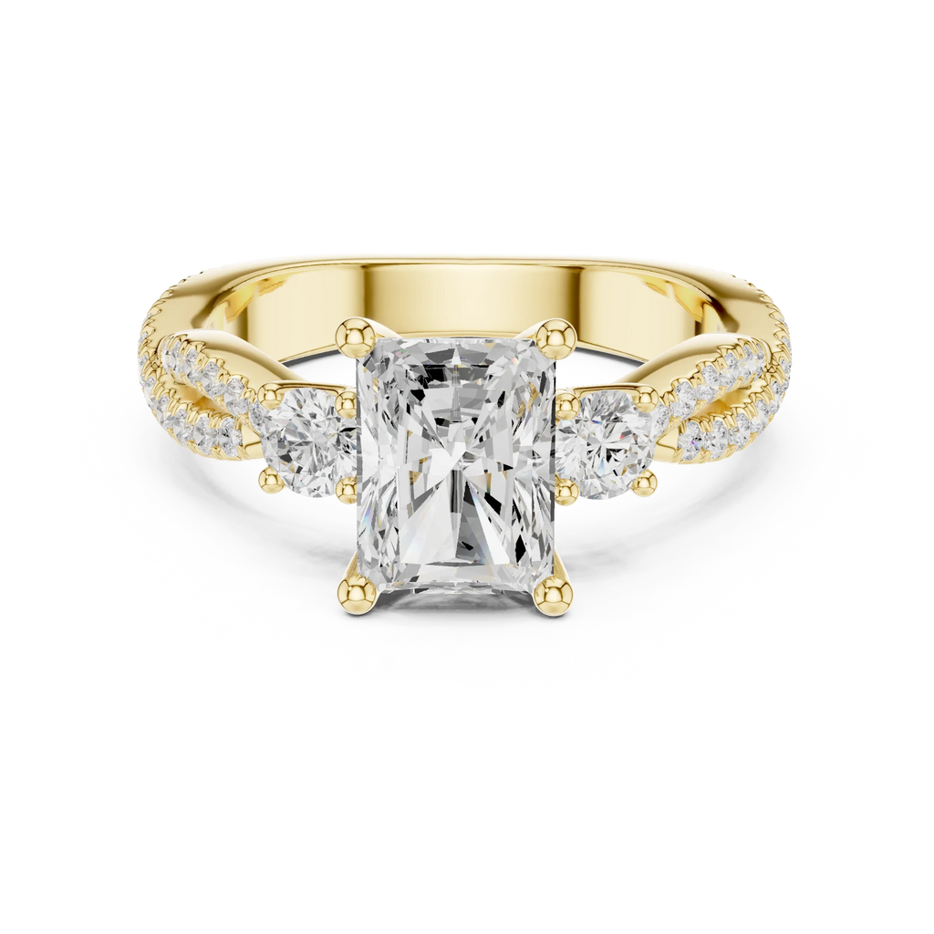 2.81 CTW Radiant Cut Diamond Engagement Ring, Yellow Gold Promise Ring, Hidden Halo Ring, Minimalist Bridal Jewelry