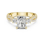 2.81 CTW Radiant Cut Diamond Engagement Ring, Yellow Gold Promise Ring, Hidden Halo Ring, Minimalist Bridal Jewelry