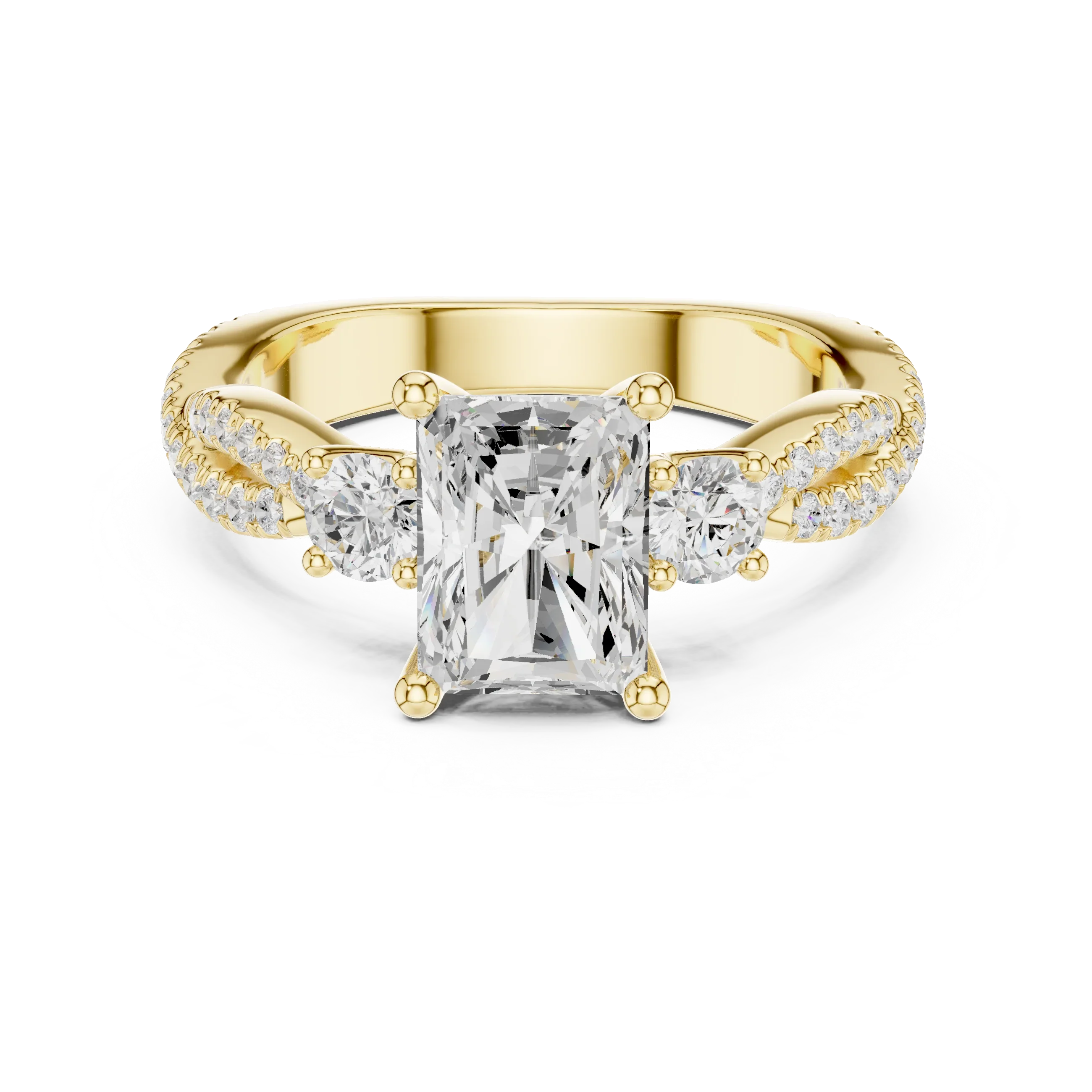 2.81 CTW Radiant Cut Diamond Engagement Ring, Yellow Gold Promise Ring, Hidden Halo Ring, Minimalist Bridal Jewelry