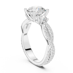 2.81 CTW Round Cut Classic Pavé Moissanite Halo Engagement Diamond Ring in 10K White Gold