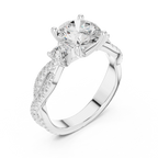 2.81 CTW Round Cut Classic Pavé Moissanite Halo Engagement Diamond Ring in 10K White Gold