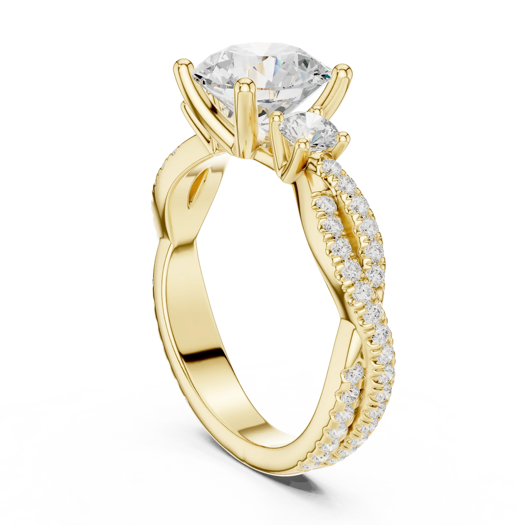 2.81 CTW Round Cut Classic Pavé Moissanite Halo Engagement Diamond Ring in 10K White Gold