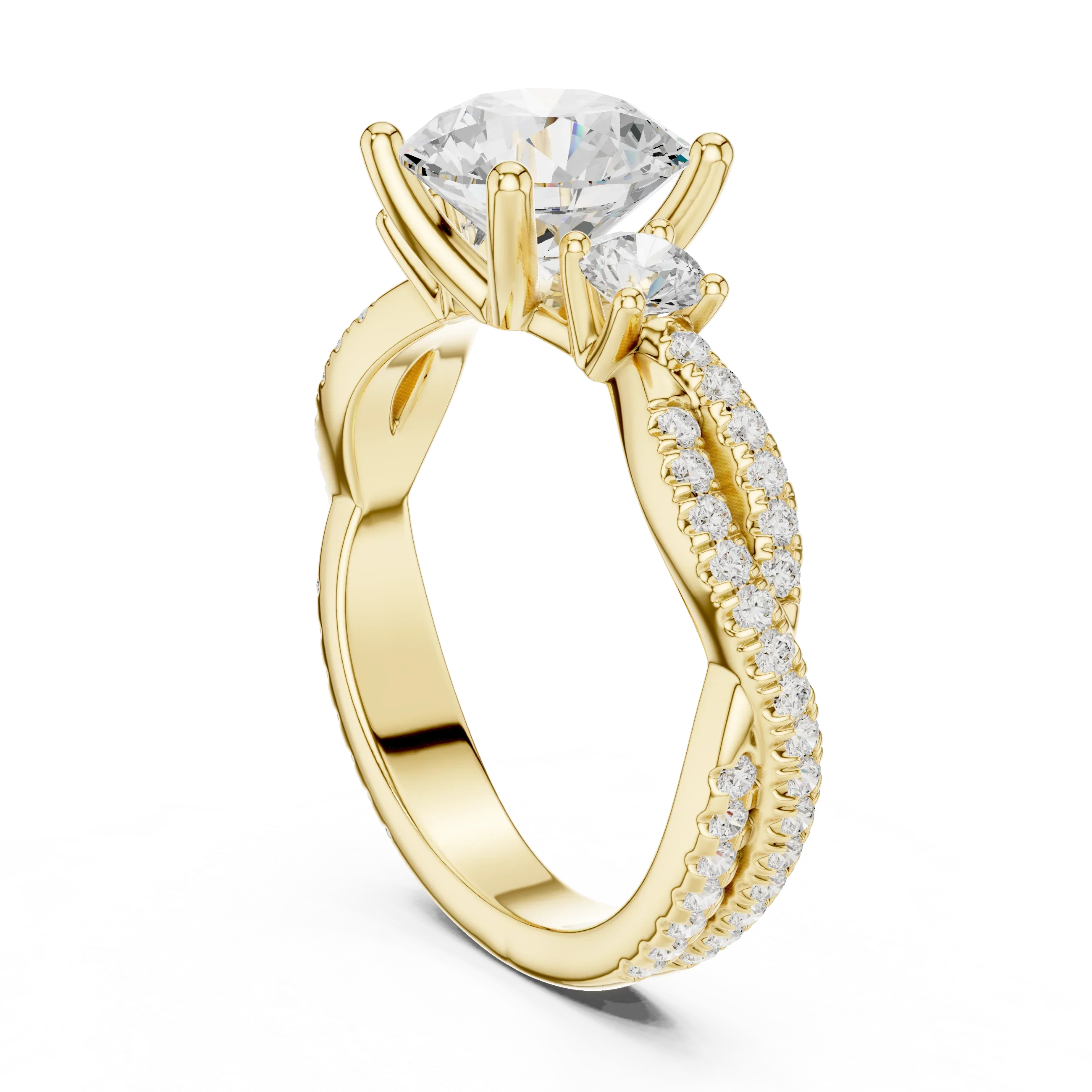 2.81 CTW Round Cut Classic Pavé Moissanite Halo Engagement Diamond Ring in 10K White Gold