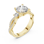 2.81 CTW Round Cut Classic Pavé Moissanite Halo Engagement Diamond Ring in 10K White Gold