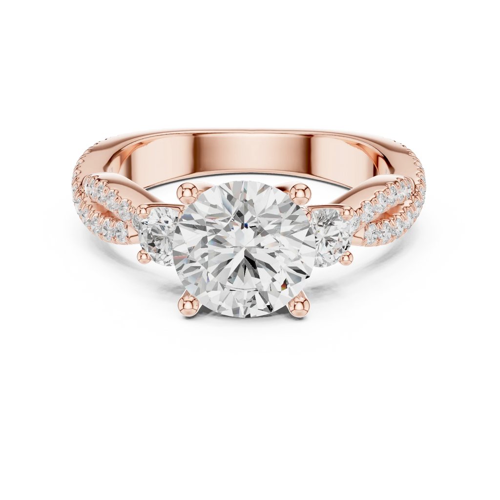 2.81 CTW Round Cut Classic Pavé Moissanite Halo Engagement Diamond Ring in 10K White Gold