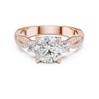 2.81 CTW Round Cut Classic Pavé Moissanite Halo Engagement Diamond Ring in 10K White Gold