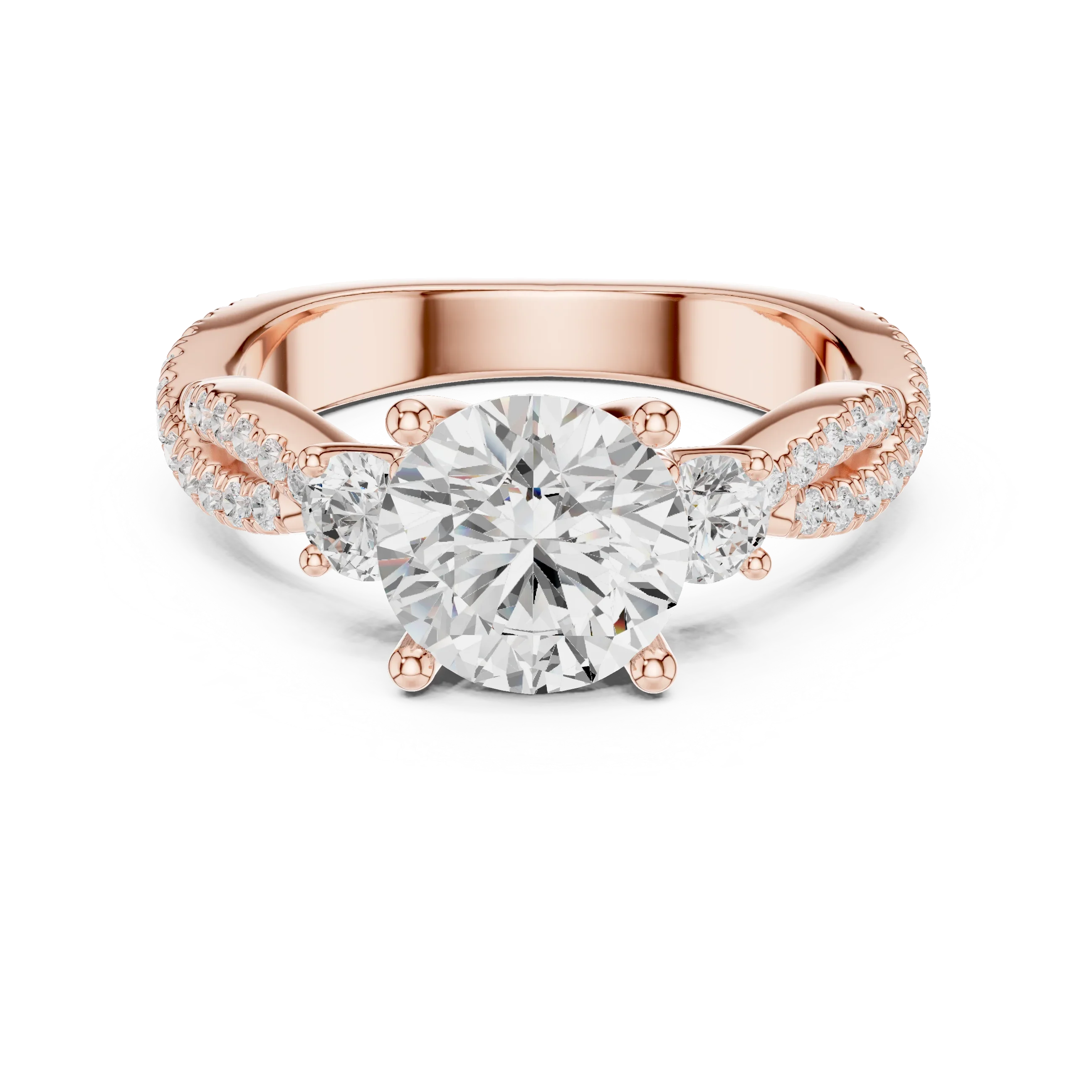 2.81 CTW Round Cut Classic Pavé Moissanite Halo Engagement Diamond Ring in 10K White Gold