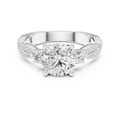 2.81 CTW Round Cut Classic Pavé Moissanite Halo Engagement Diamond Ring in 10K White Gold
