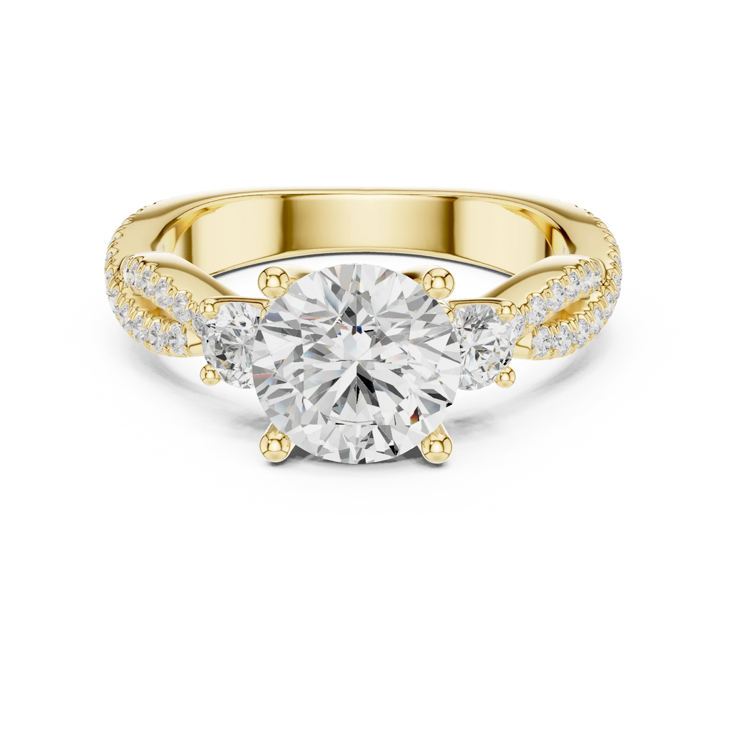2.81 CTW Round Cut Classic Pavé Moissanite Halo Engagement Diamond Ring in 10K White Gold