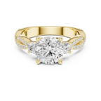 2.81 CTW Round Cut Classic Pavé Moissanite Halo Engagement Diamond Ring in 10K White Gold