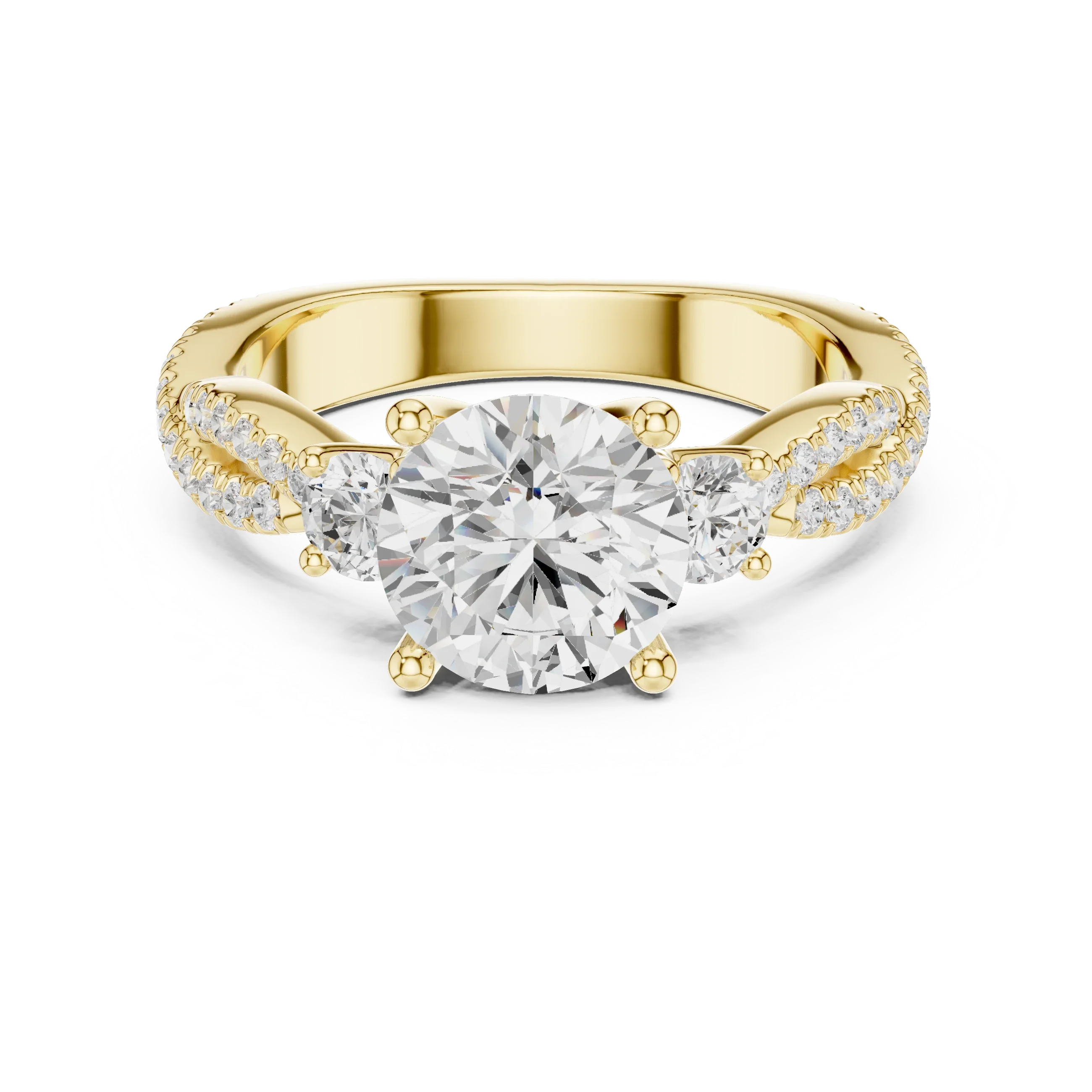 2.81 CTW Round Cut Classic Pavé Moissanite Halo Engagement Diamond Ring in 10K White Gold