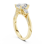 Oval Cut Lab Grown 2.53 CT Three Stone Pear Accent Engagement Ring in 14K Rose Gold