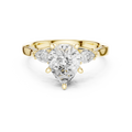 Pear Cut Lab Grown 2.53 CT Three Stone Pear Accent Engagement Ring in 14K Rose Gold