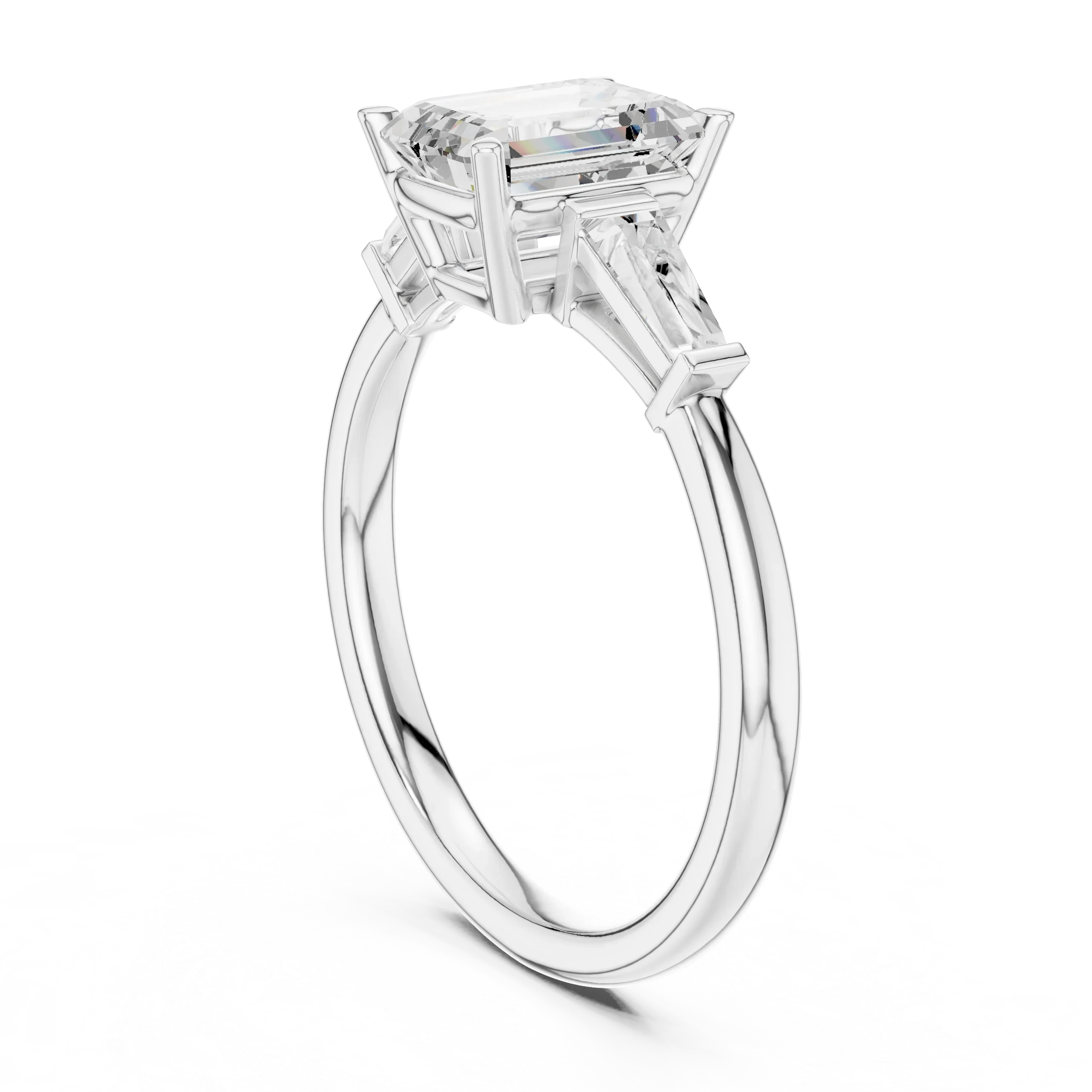 1.90 CT Emerald cute delicate 14K White Gold Engagement Ring
