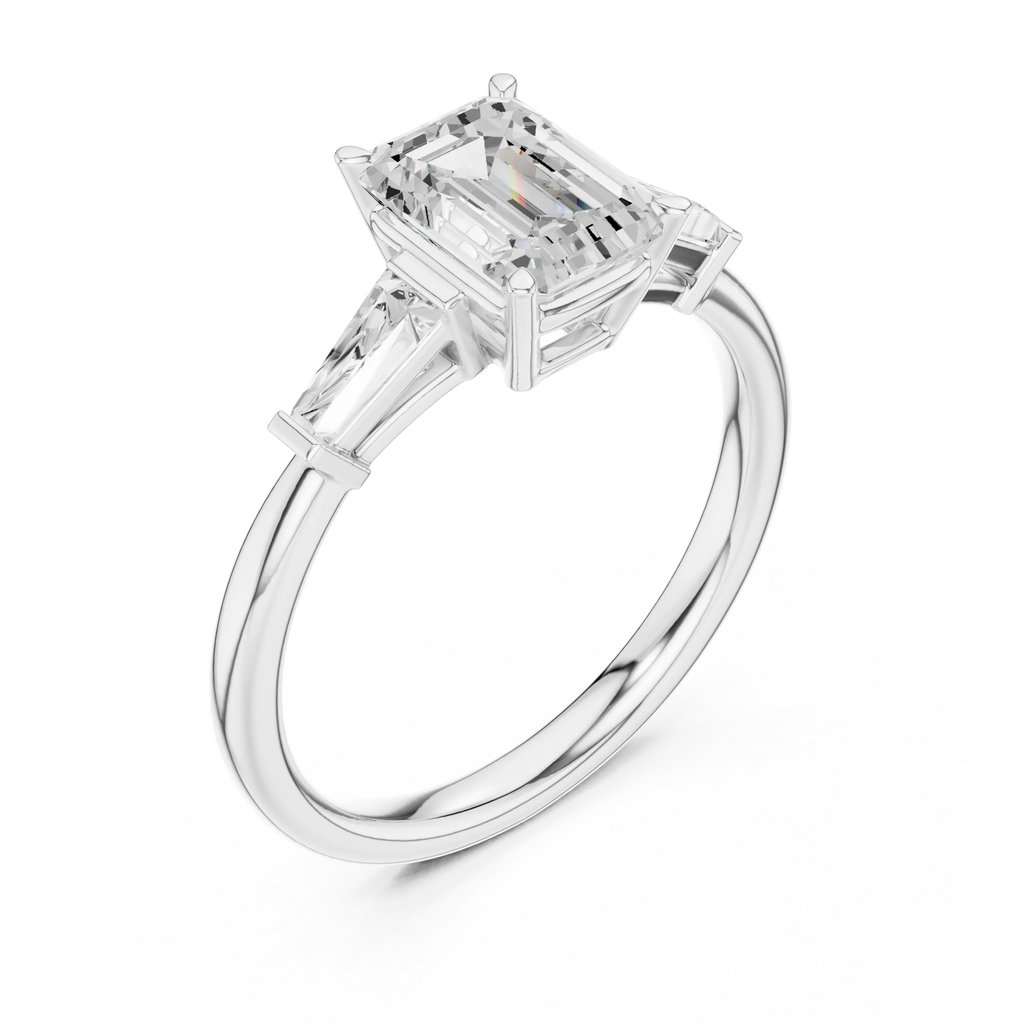 1.90 CT Emerald cute delicate 14K White Gold Engagement Ring
