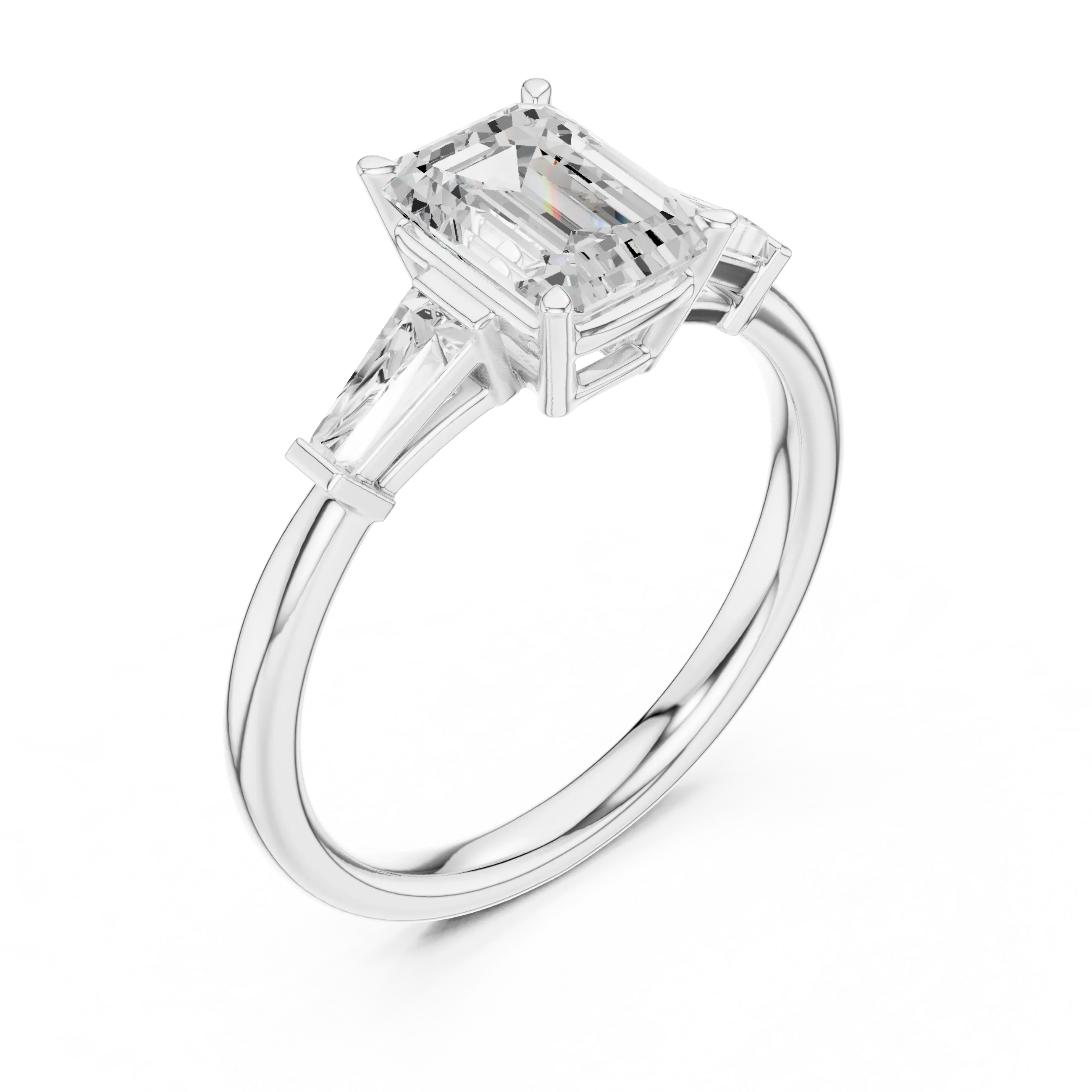 1.90 CT Emerald cute delicate 14K White Gold Engagement Ring