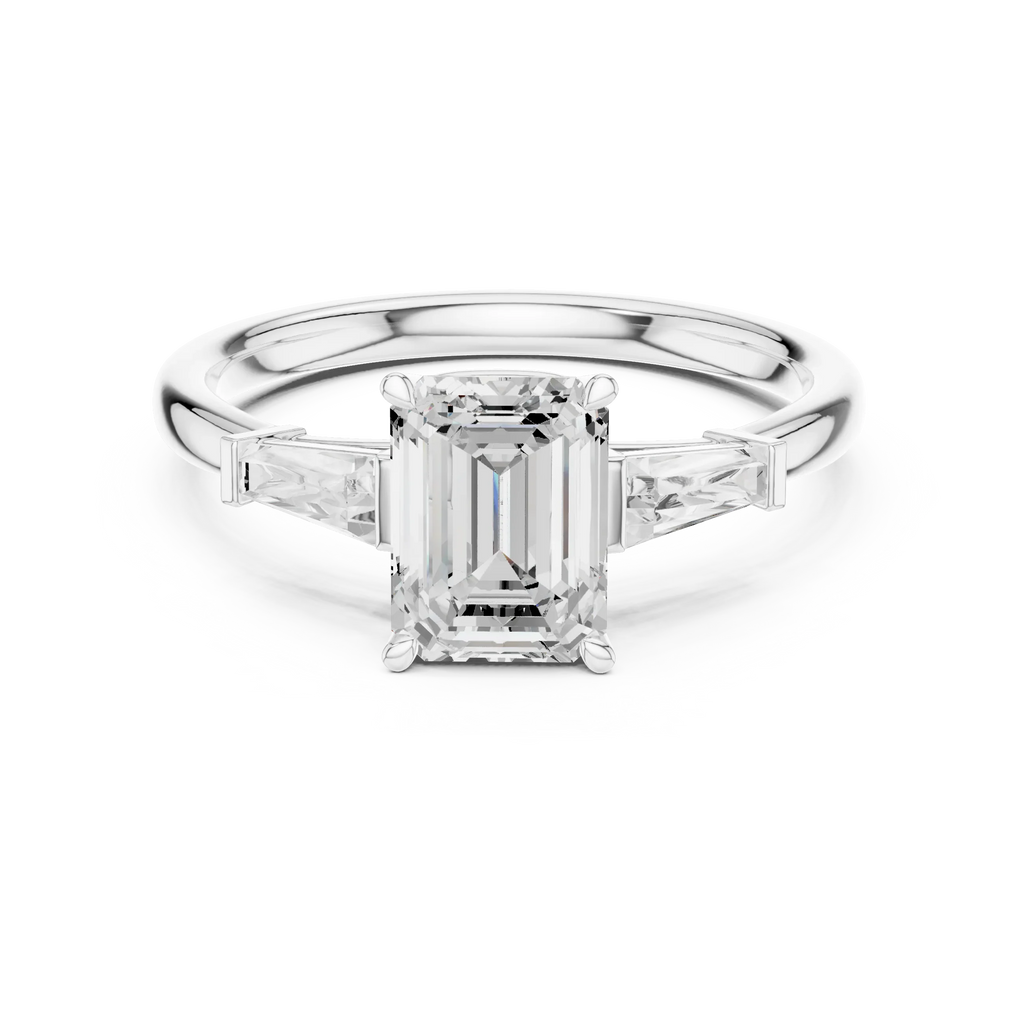 1.90 CT Emerald cute delicate 14K White Gold Engagement Ring