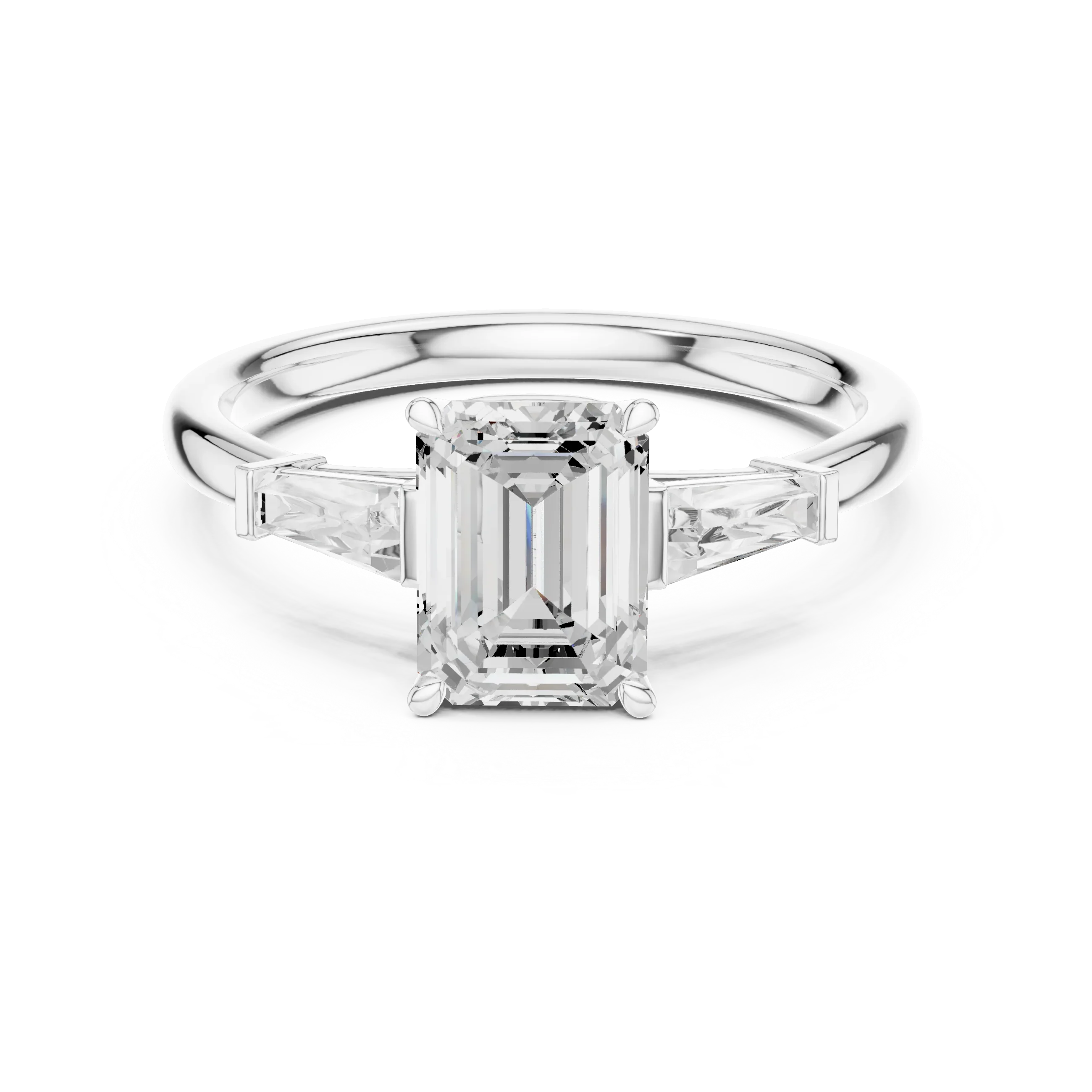 1.90 CT Emerald cute delicate 14K White Gold Engagement Ring