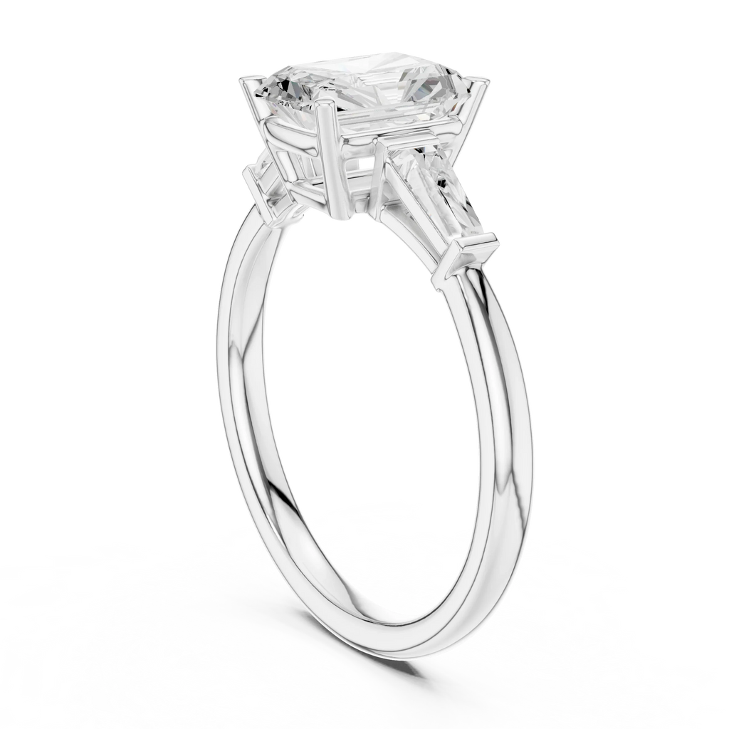 1.90 CT Radiant cute delicate 14K White Gold Engagement Ring