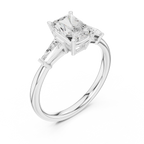 1.90 CT Radiant cute delicate 14K White Gold Engagement Ring