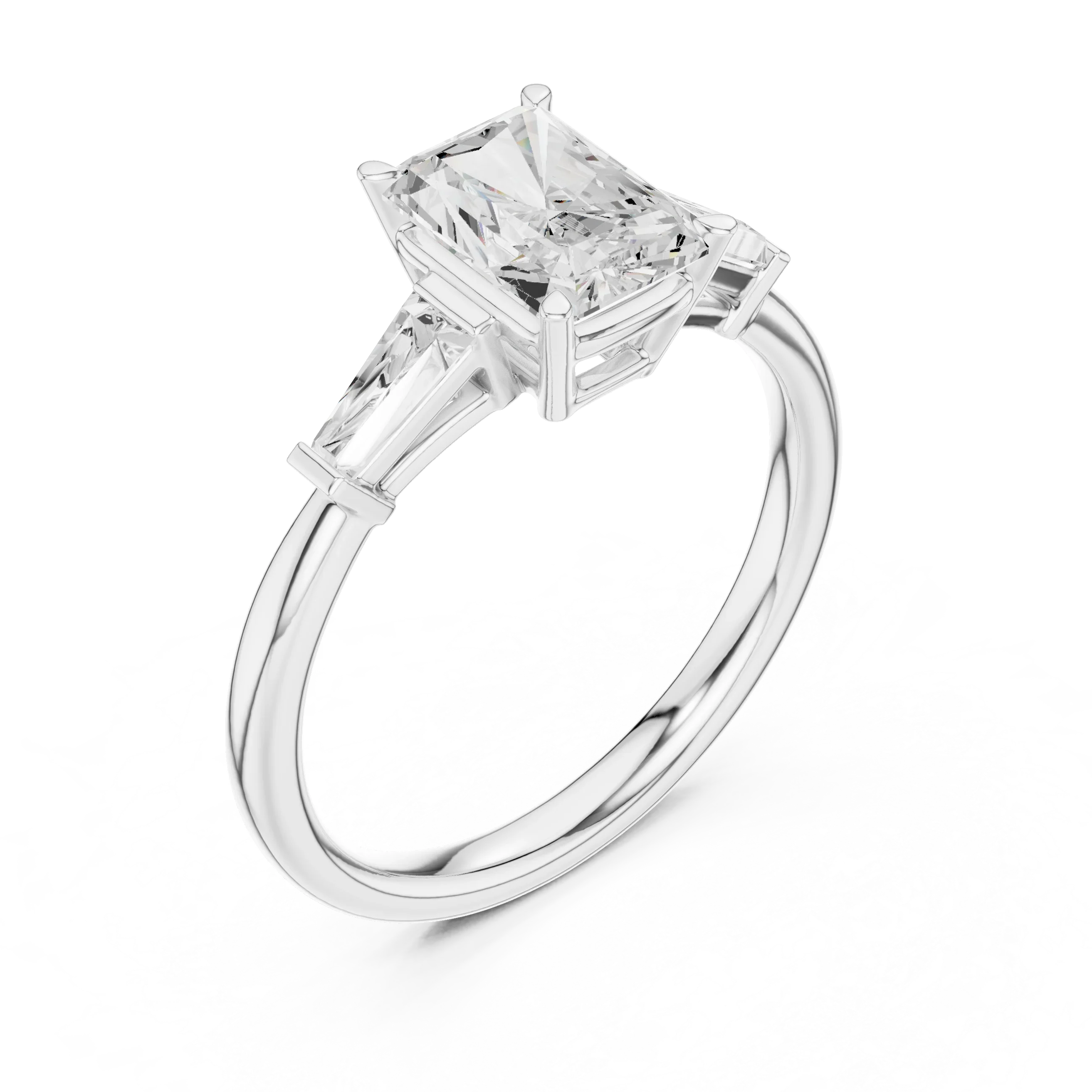 1.90 CT Radiant cute delicate 14K White Gold Engagement Ring