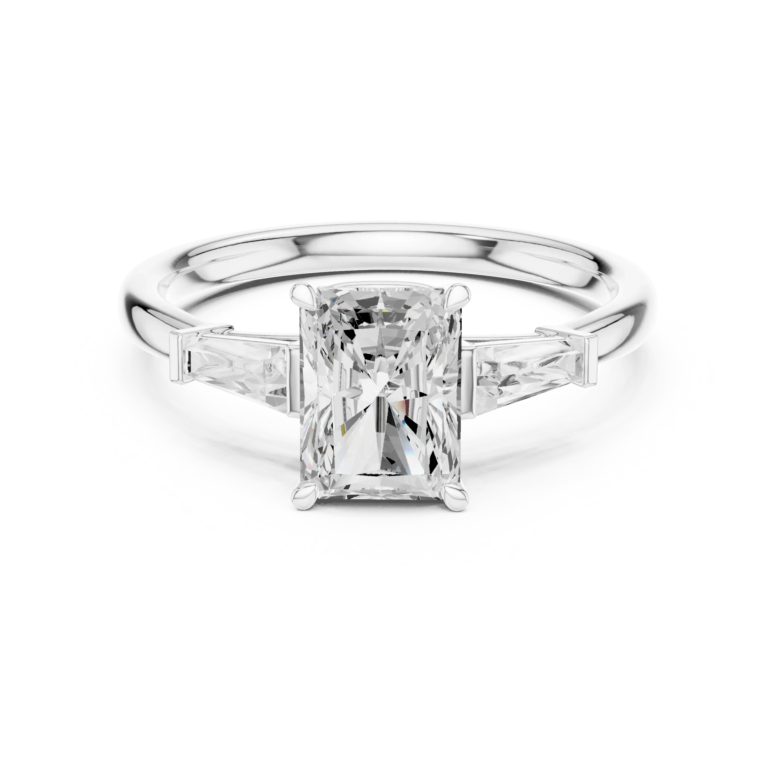 1.90 CT Radiant cute delicate 14K White Gold Engagement Ring